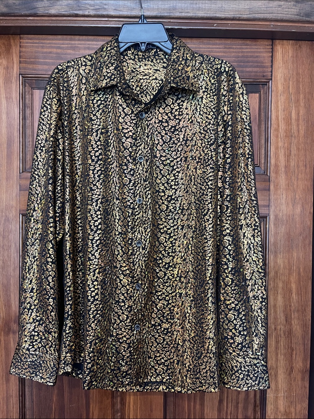 Gold Metallic Patterned Men’s Dress Shirt M - Picture 2 of 7